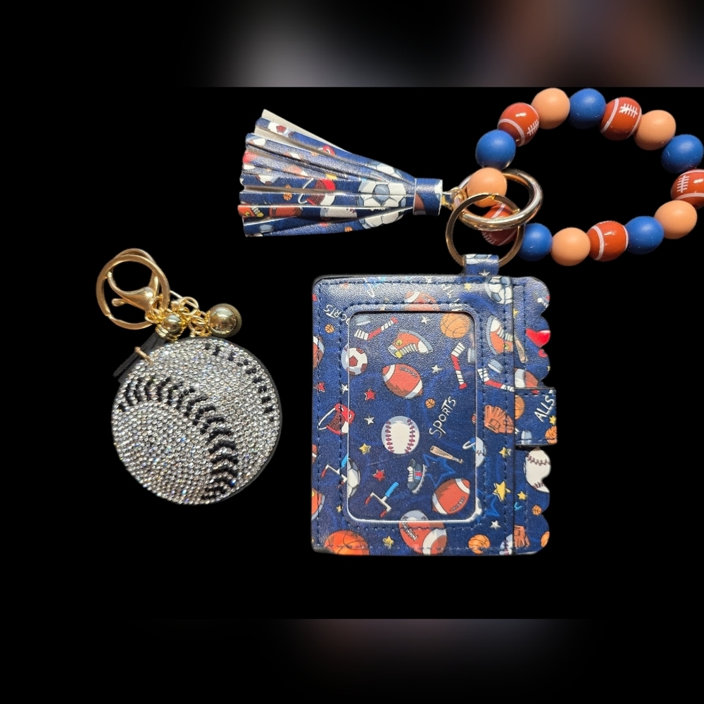 Sports Pattern Wallet and Keychain Set - Picture 2 of 2